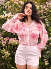 Privé Floral Printed Chiffon Long Sleeve Shirt